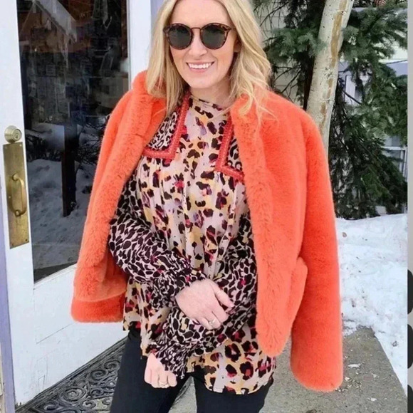 Anthropologie Bl-nk Joelle Leopard Peasant Blouse Size XS NWT - Picture 12 of 15